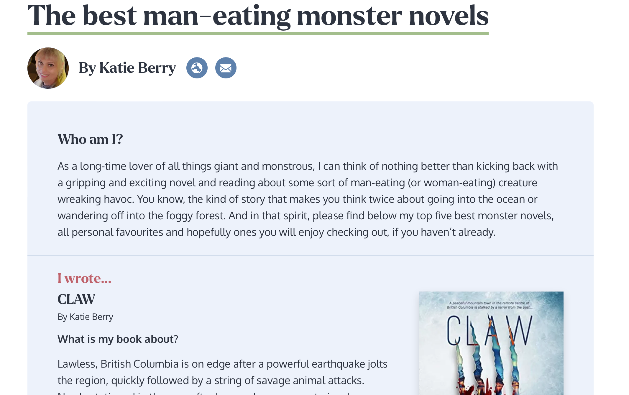 Top Five Man eating Monsters KATIE BERRY BOOKS